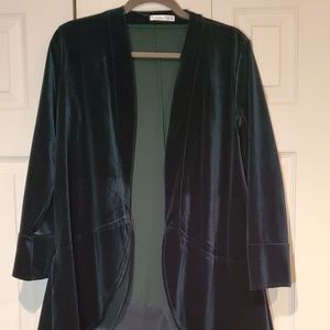 R. Vivimos Long Velvet Emerald Cardigan